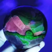 New Find Silver Light Agate Sphere Ball Glow Under UV Light