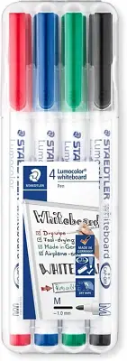 Staedtler Lumocolor Whiteboard 301 Marker, Assorted (Pack of 4)