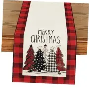 Watercolor Red and Black Buffalo Table Runner, 13" x 108" Multi Color/Red