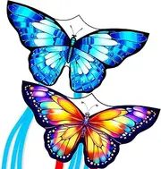 2 Pack Colorful Butterfly Kites for Kids & Adults, Easy to Fly Kites with Handle & String, Durable Outdoor Kite for Beach, Park, and Festivals – Includes Storage Bag, for Family Fun