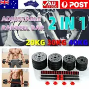 Adjustable Rubber Dumbbell Set Barbell Home GYM Fitness Workout Weights Exercise