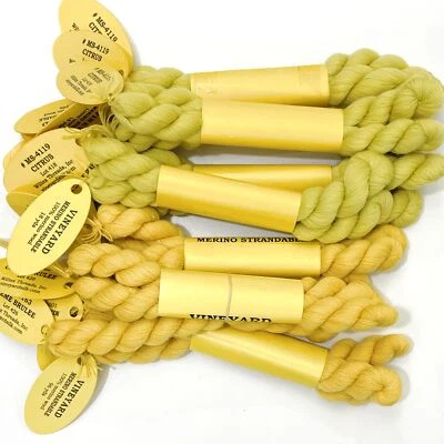 Vineyard Strandable Merino Wool thread Two Yellows Medici embroidery needlepoint