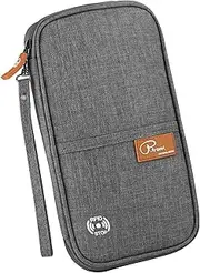 [P.travel] Travel Passport Wallet Family Passport Holder RFID Blocking Waterproof Bag Document Organizer for Women & Men, Grey, Travel Wallet