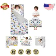 Machine Washable Toddler Nap Mat - Extra-Large Padded Blanket & Pillow Included