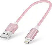 CableCreation USB A to Lightning Cable 6inch, Short iPhone Charging Data Sync Cord [MFi Certified] for iPhone 14/14 Pro, AirPods Pro, iPad, 0.15M, Pink
