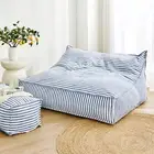 Cadence & Co. Oscar Faux Linen Two Seater Bean Bag Lounge Cover Navy