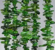 11-14MM DIOPSIDE GEMSTONE STICK PEBBLE CHIP LOOSE BEADS 7.5"
