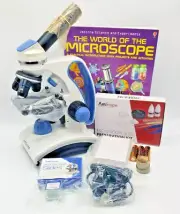 AmScope 40X-1000X Dual Light Glass Lens Metal Frame Student Microscope + Slides