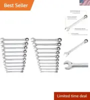 20 Piece Ratcheting Wrench Set Alloy Steel SAE Metric Mechanic Tool Kit