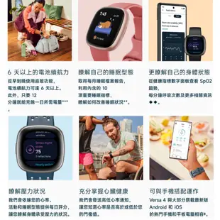 Fitbit Versa 4 健身智慧手錶 (粉紅沙/瀑布藍/黑色)【送尼龍軟質後背包】