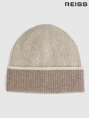 Reiss Taupe Filipa Wool Blend Tipped Beanie (E84689) | $95