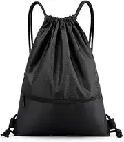 Drawstring Backpack， Gym Backpack ， Basketball Bag Water Resistant Zip Pocket ，Durable Nylon Sports Bag with Zipper Pockets, Large Capacity for Basketball, Swimming & Travel