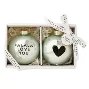 Glass Ornament Set Falala Love You Set of 2 Size Ornament 3in Dia