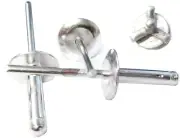 Mill Exploding Pop Rivets 3/16" Tri-Fold Large Head Aluminum Mandrel .040 - .354