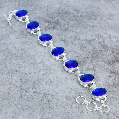 Blue Topaz Gemstone Bracelet, December Birthstone Bracelet, Elegant Bracelet