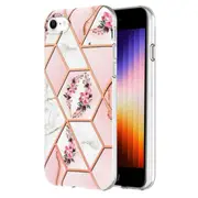 For Apple iPhone SE 2022 /2020 /7 /8 Case Hard back Marble Pattern Slim Design Enhanced Camera and Screen Protection Girls and Women Cover (Pink Flower)