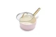 GreenPan Padova Non Stick Coated Pink Cover Saucepan18cm 2.0L Home Cookware
