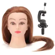 Salon Real Human Hair Training Head Hairdressing Style Mannequin Doll&Clamp NEW