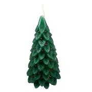 Crate & Barrel 5" Christmas Tree Candle Green w/ Red Decor Balls 294-586 UNUSED