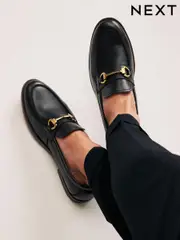 Black Loafers With Snaffle Trim (N14859) | $71