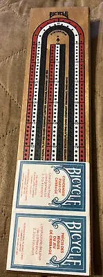 Bicycle 3-Track Color Coded Wooden Cribbage Board Games NEW