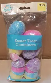 Easter Egg 1 1/2"x 2" Snap Together Multicolor Glitter 8ea Treat Containers 263S