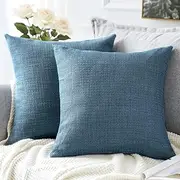 [Artscope] Cushion Covers Set of 2 Linen Decorative Square Pillowcases Pillow Covers 50x50cm for Home Decor Sofa Bedroom Car (Blue, 20x20)