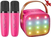 Ankuka Karaoke Microphone for Kids, Wireless with 2 Microphones, Portable Karaoke Bluetooth with Magic Voice and LED Lighting, Sound Quality, HiFi Mini Microphone, Karaoke Microphone Complete for Kids