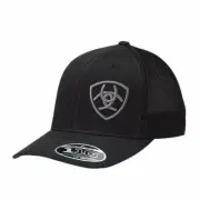 Ariat Western Mens Hat Baseball Cap Mesh Snap Back Logo Black