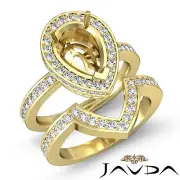 Diamond Pear Wedding Band Semi Mount Ring Bridal Setting 18k Gold Yellow 1.55Ctw