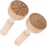Generic 2pcs Brickearth Mold Cookie Stencils Cookie Stamp Cookie Molds Playdough Stamps Pottery Stamp Clay Texture Tools Clay Stamp Pottery Tools Wood Light Brown