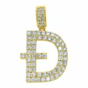 Dogecoin Logo Crypto 925 Silver CZ Iced Out Bling Pendant
