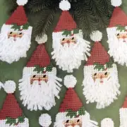 VTG 12 Santa Clause Christmas Ornaments Plastic Canvas KIT