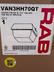 RAB VAN3HH70/QT Vandalproof 9" x 9" Ceiling Mount Metal Halide Lamp 70W Bronze
