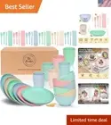 Wheat Straw Dinnerware Set 6pcs Unbreakable BPA Free Microwave Dishwasher Safe