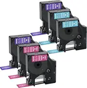 LabelPros Compatible DYMO COLORPOP Label Tape, Compatible Labels Replacement for DYMO D1 Label Tape 12mm 0.47" for LabelManager 160 210D 280 360D 420P, White on Blue/Pink/Purple Glitter, 6 Pack