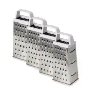4x Cuisena Stainless Steel 4-Sided Box Grater w/ White Handle Coarse Fine Zester