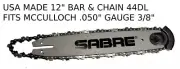 USA MADE 12" BAR & COMBO FITS MCCULLOCH EAGER BEAVER 100 110 120 130 140 MAC 6