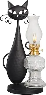 OFILLES 1pc Cat+1pc 5 Fluid Ounce Oil Lamps for Indoor Use, Oil Lamp Wicks with Fire Control Knob, Kerosene Lamp Oil Lamps / Lanterns, Hurricane Lamp with Adjustable Fire Wick (2)