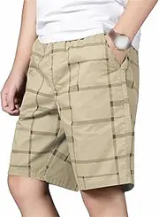 [JEShifangjiusu] Men's Summer Cotton Plaid 5-Point Shorts Casual Shorts for Daily Going Out Comfortable Jogging Joker Shorts