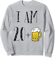 [X.Style] I AM 20 + 1 Funny 21st Birthday Beer Shirt or 21 Birthday Sweatshirt ds1195 Sweater (2XL) Heather Grey