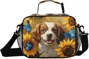 Insulated Lunch Box Beagle Sunflower Cute for Women Men - Ideal for Work, Picnics - Includes Adjustable Shoulder Strap