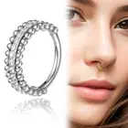 1PCS Stainless Steel Nose Ring Round Hinged Segment Hoop Zircon Ear Cartilage