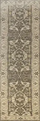 Authentic Hand-Knotted Oushak Indian Runner Rug Carpet 3x10 ft