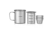 Lixada Outdoor Camping Ti 375ml Mug with Lid and Tea Filter Tea Cup for Camping Hiking Travel (Grey)
