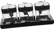 PartyKindom Set of 3 Glass Condiment Jars Household Seasoning Containers Spice Storage Jar Set Kitchen Supplies Multi-use Seasoning Pot