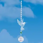 Hanging Hummingbrid Stainless Steel & Crystal Suncatcher NIB
