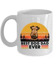 Best Airedale Terrier Dog Dad Ever Coffee Mug 11oz Retro Cup Gift Dogs Lover
