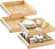 Sintuff 4 Set Wooden Pull out Tray Cabinet Organizer Soft Close Roll out Shelves for Kitchen Cabinets Fully Assembled Slide Pantry Shelves(20'' X 21'')