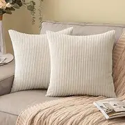 Uandhome Set of 2 Cushion Covers 45 * 45 CM, Striped Throw Pillow Cases Square Pillowcases Cushion Covers for Sofa Chairs